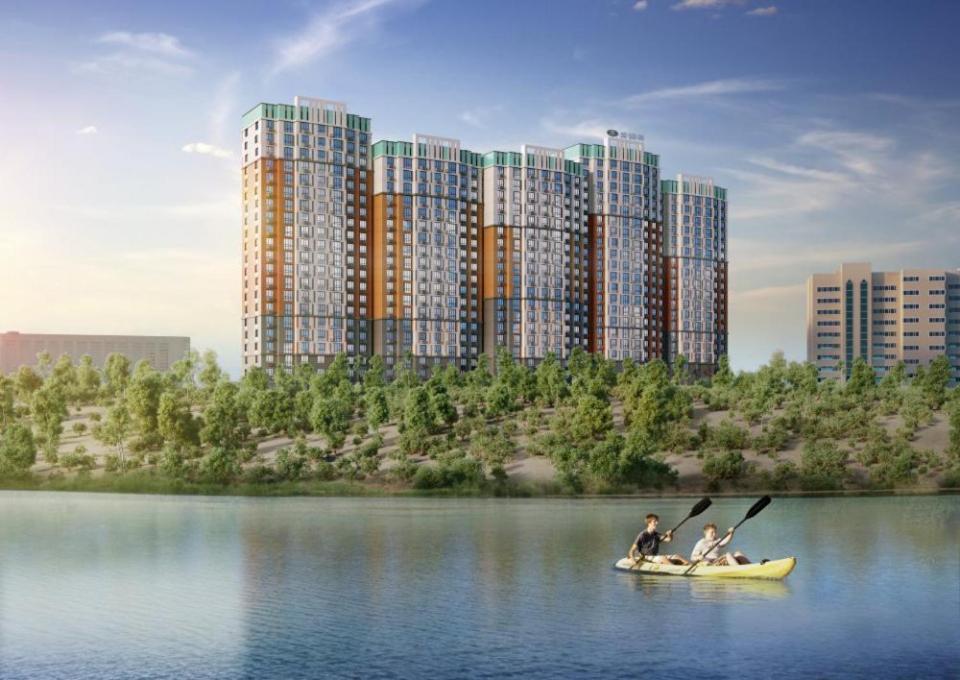 Прекрасная квартира на берегу озера в ЖК LakeTown Алматы Экстерьер фото